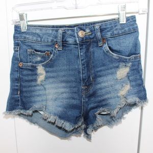 High waisted jean shorts